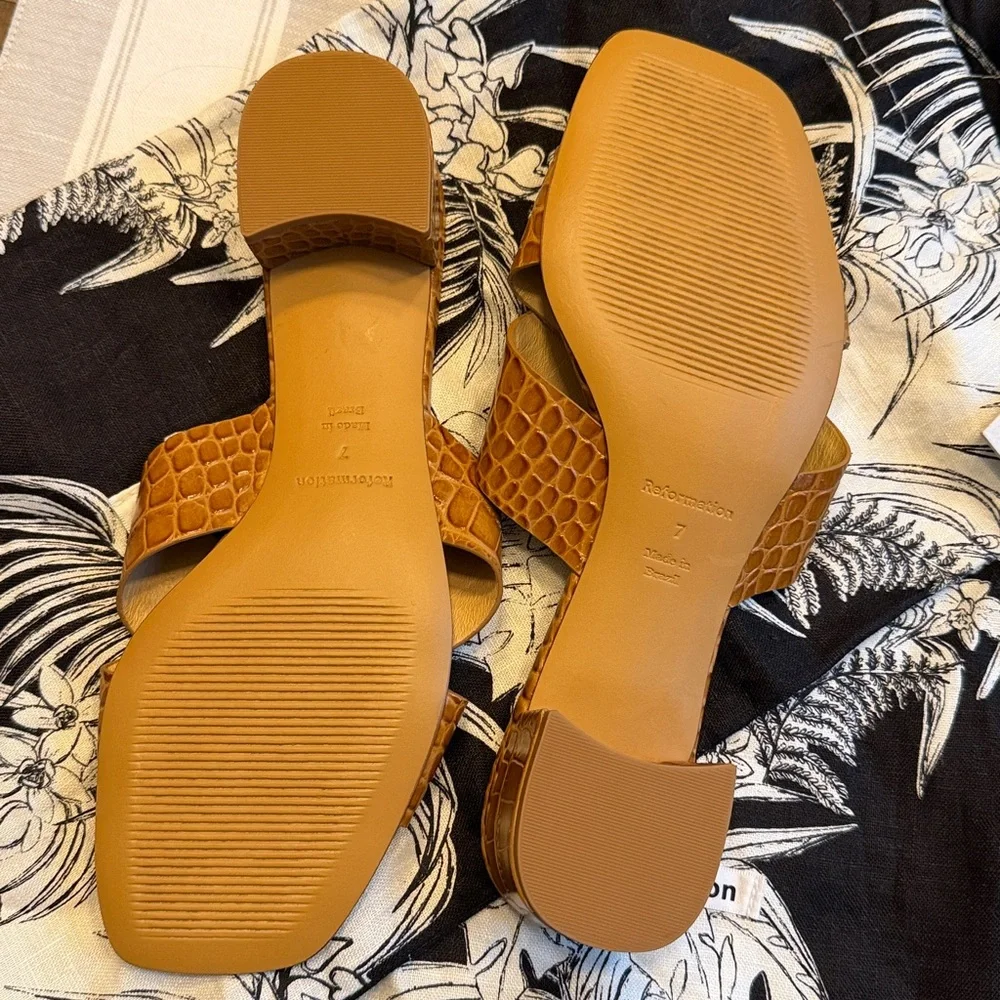 Reformation Croc Embossed Heel Sandal Slide NEW NWT